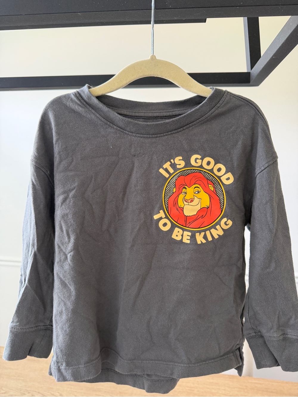 GAP Gray Long-Sleeve Tee with Red & Yellow Lion Graphic